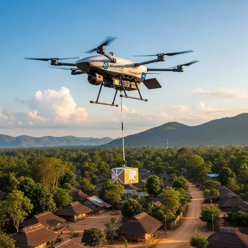 Drone delivering medical supplies